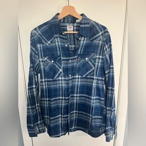 Authentic Levi’s Plaid Western Pearl Snaps  Shirt Medium Standard